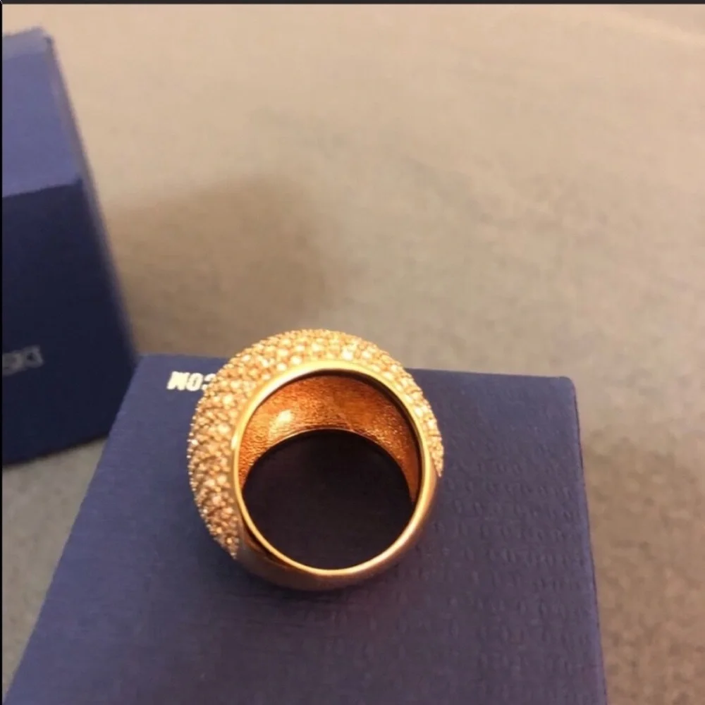 Swarovski Rose Gold Dome Ring with Clear Crystals